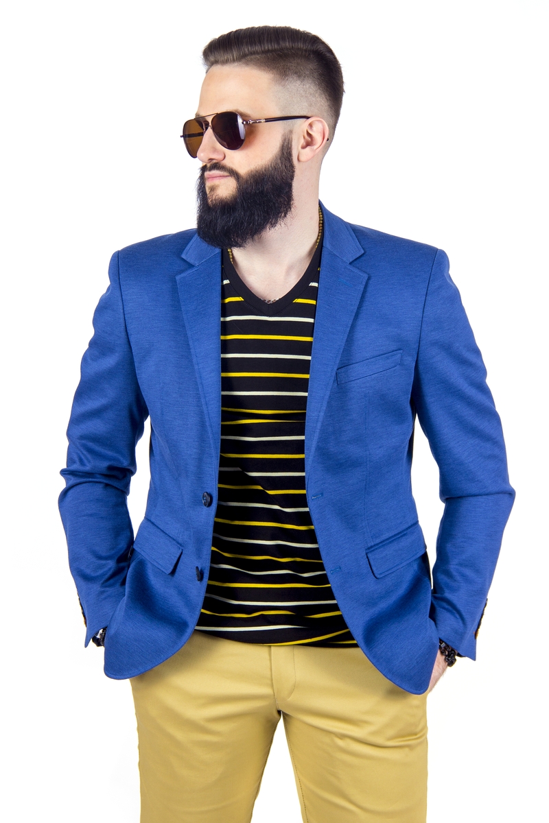 Пиджак мужской синий приталенный летний |SVYATNYH